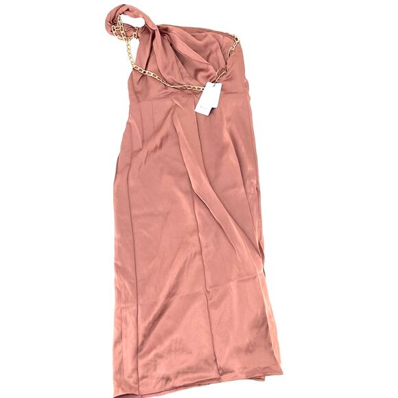 Reiss Adaline Chain Detail One-Shoulder Satin Dress | US 6 - Picture 10 of 11